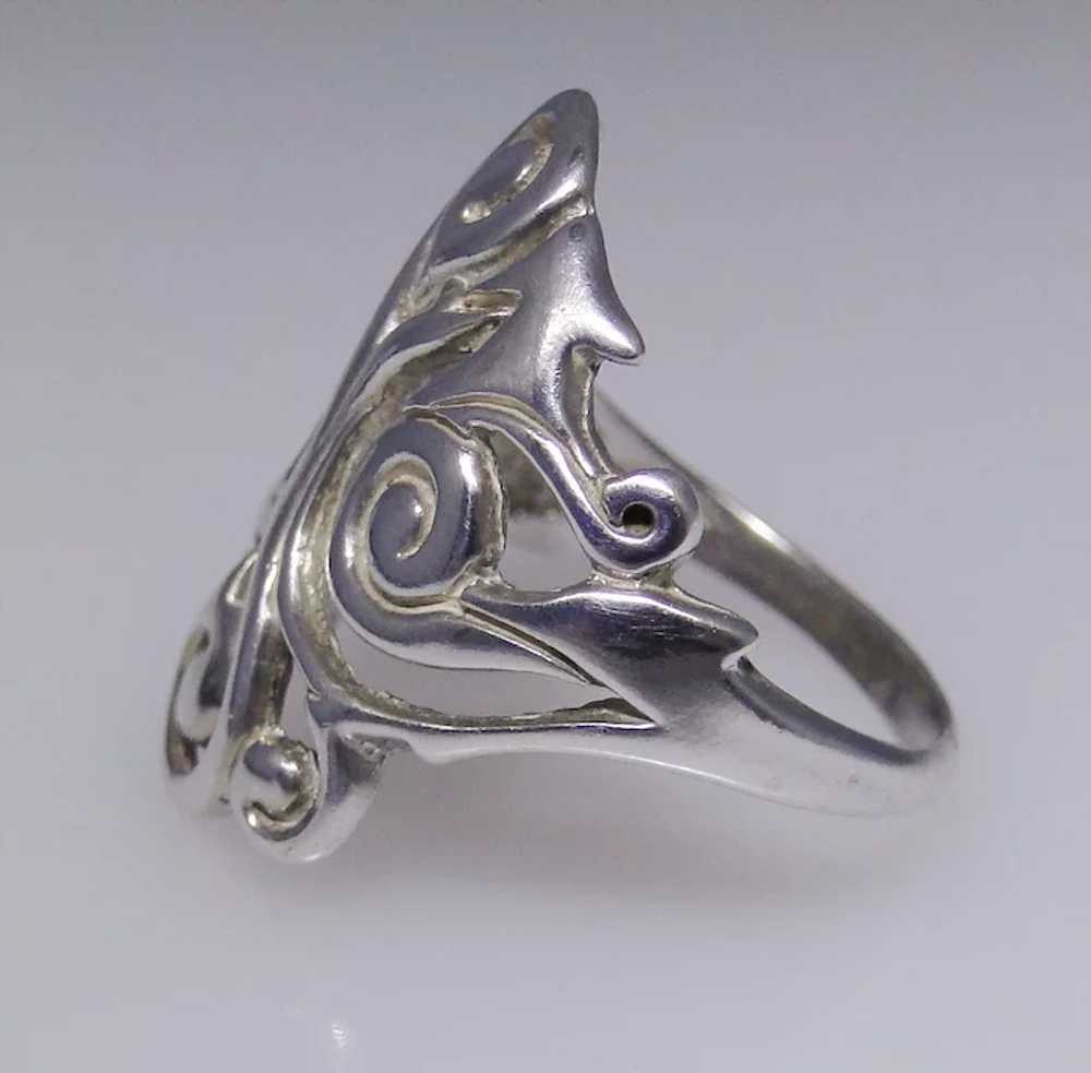 Vintage sterling silver scroll style fashion ring… - image 2