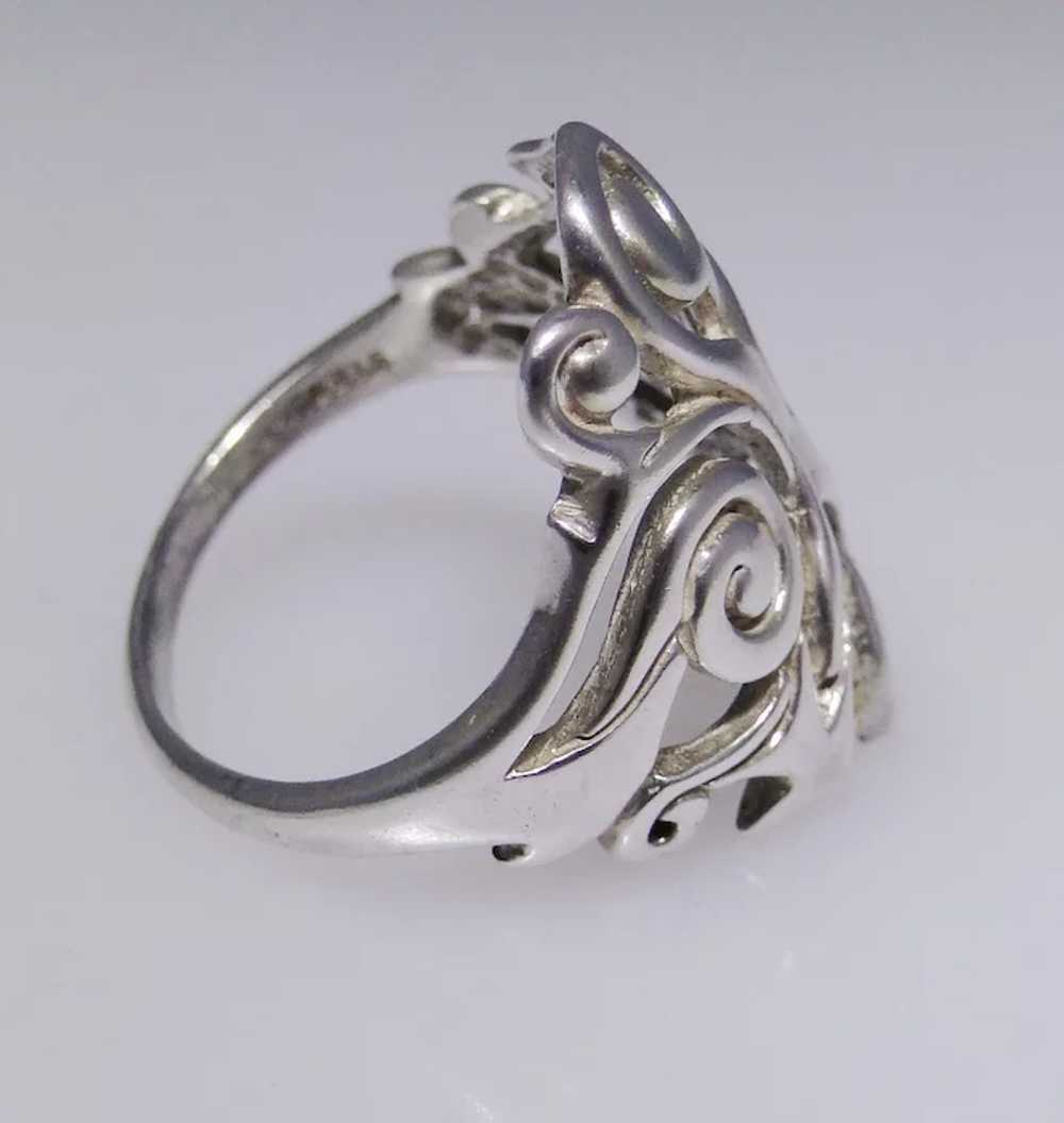 Vintage sterling silver scroll style fashion ring… - image 4
