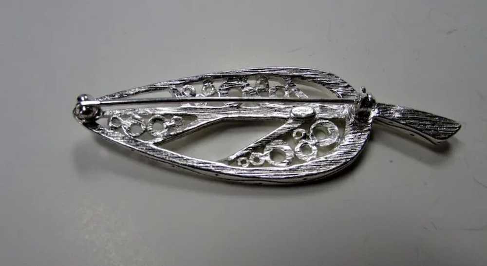 Vintage Givenchy Silvertone Modernist Leaf Pin - image 2