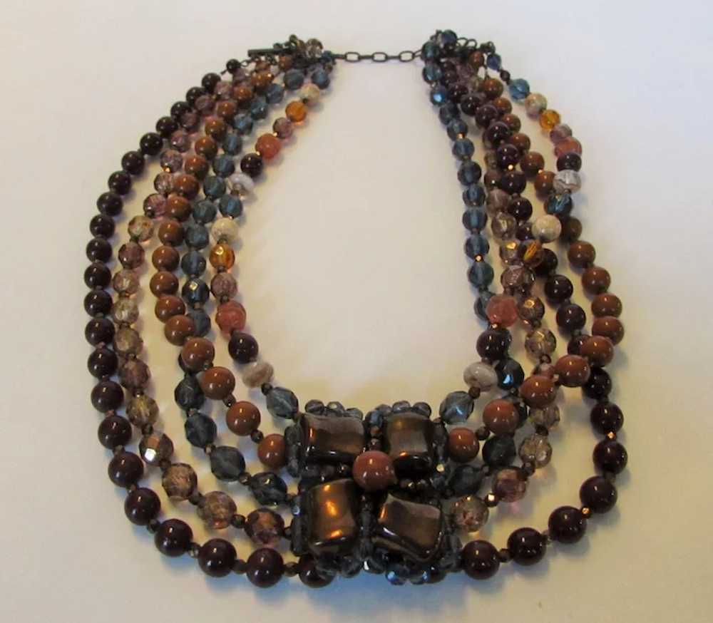 Vintage Joan Rivers Five Strand Necklace in Autum… - image 3