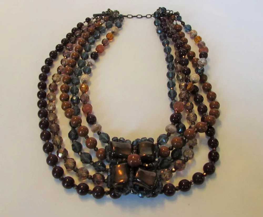 Vintage Joan Rivers Five Strand Necklace in Autum… - image 4
