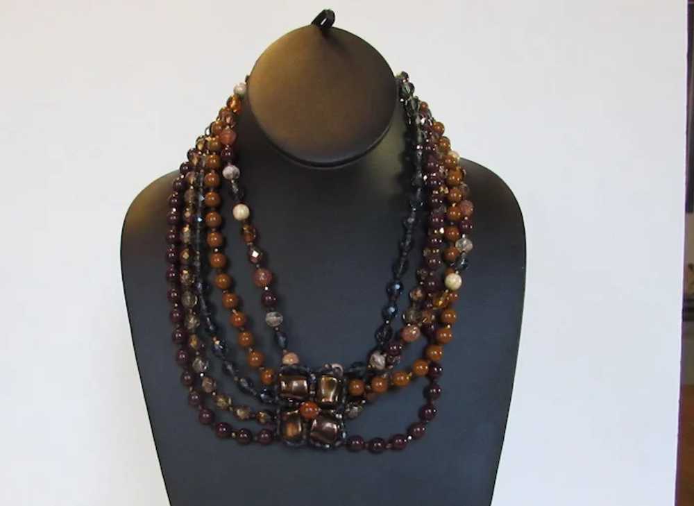 Vintage Joan Rivers Five Strand Necklace in Autum… - image 7