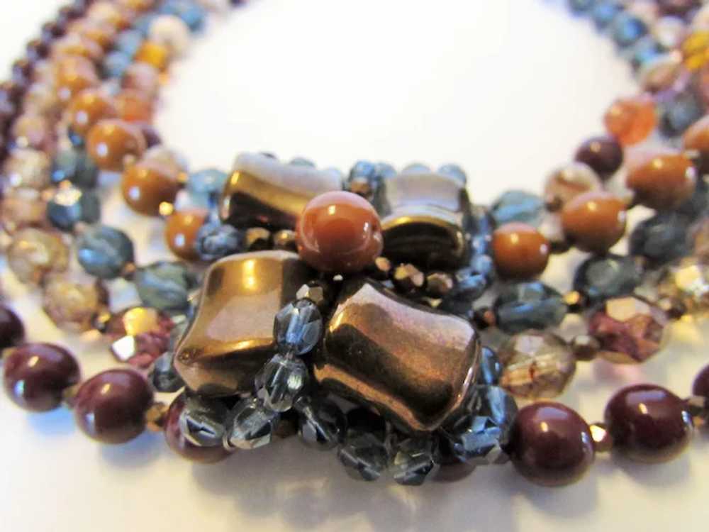 Vintage Joan Rivers Five Strand Necklace in Autum… - image 8