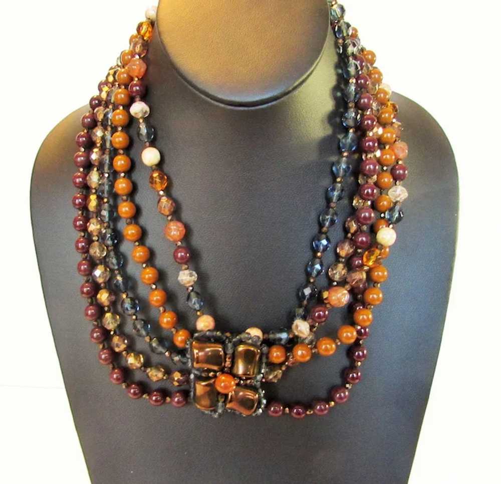 Vintage Joan Rivers Five Strand Necklace in Autum… - image 9