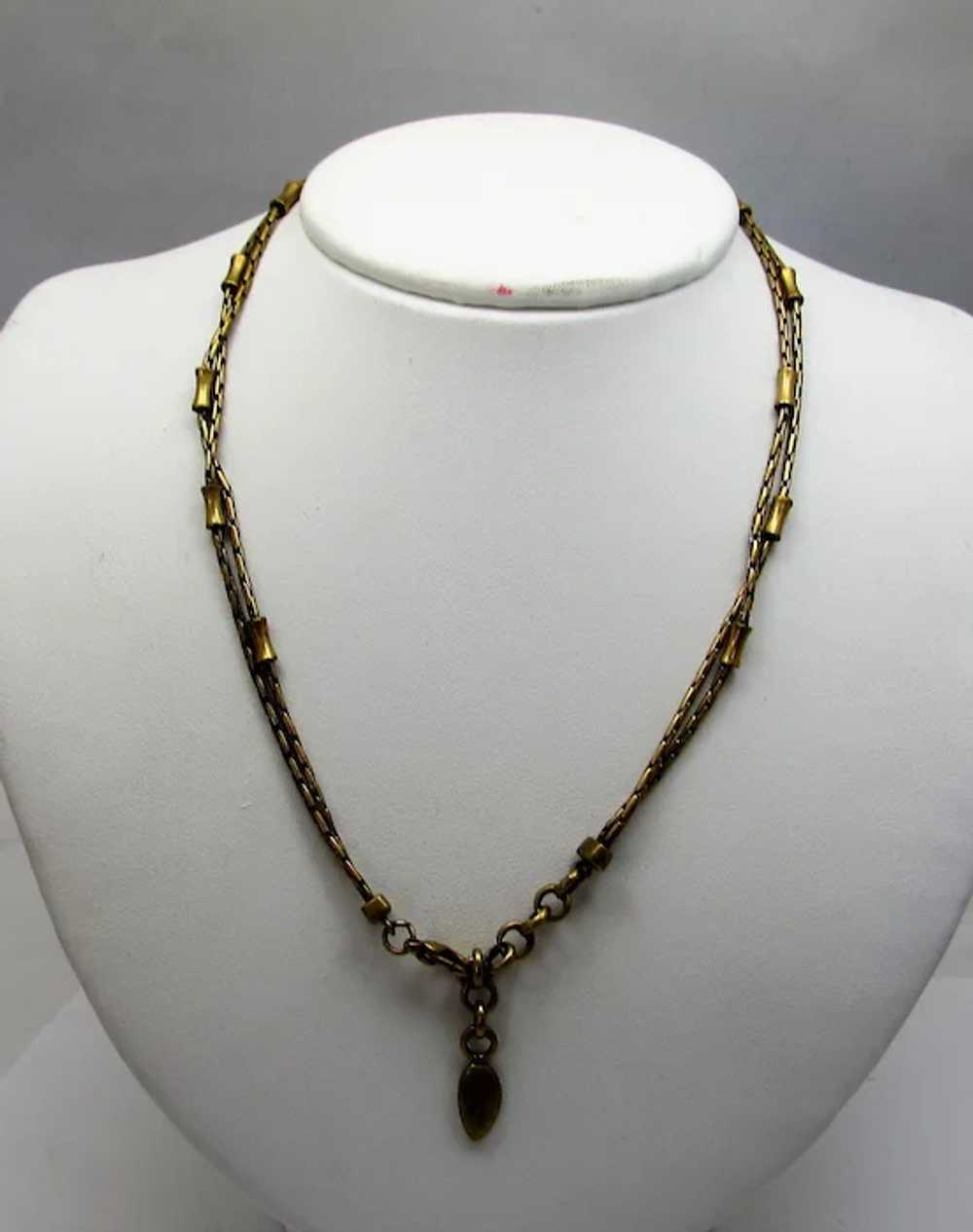 Vintage Anne Klein Unusual Double Strand Goldtone… - image 2