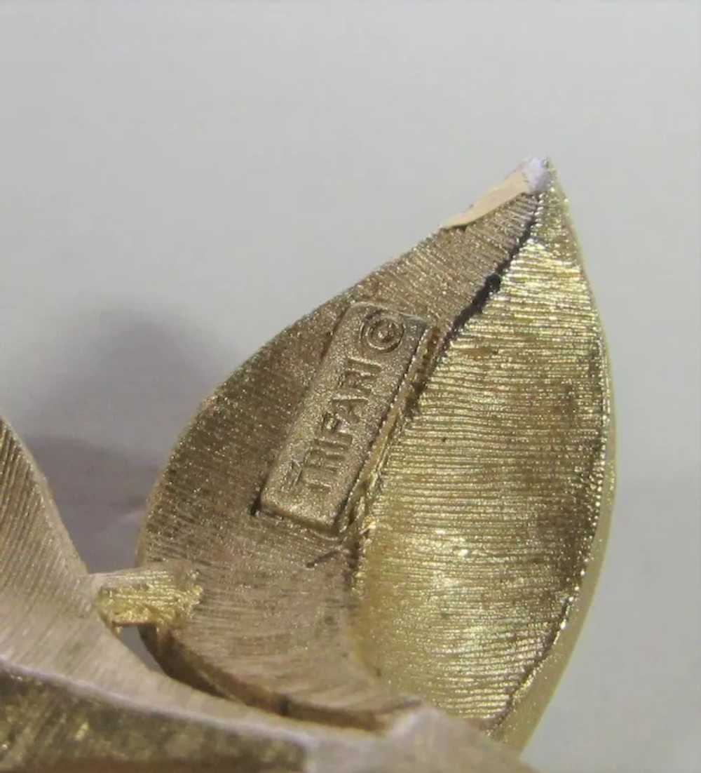 Vintage Crown Trifari Brushed Goldtone Leaf Pin - image 6