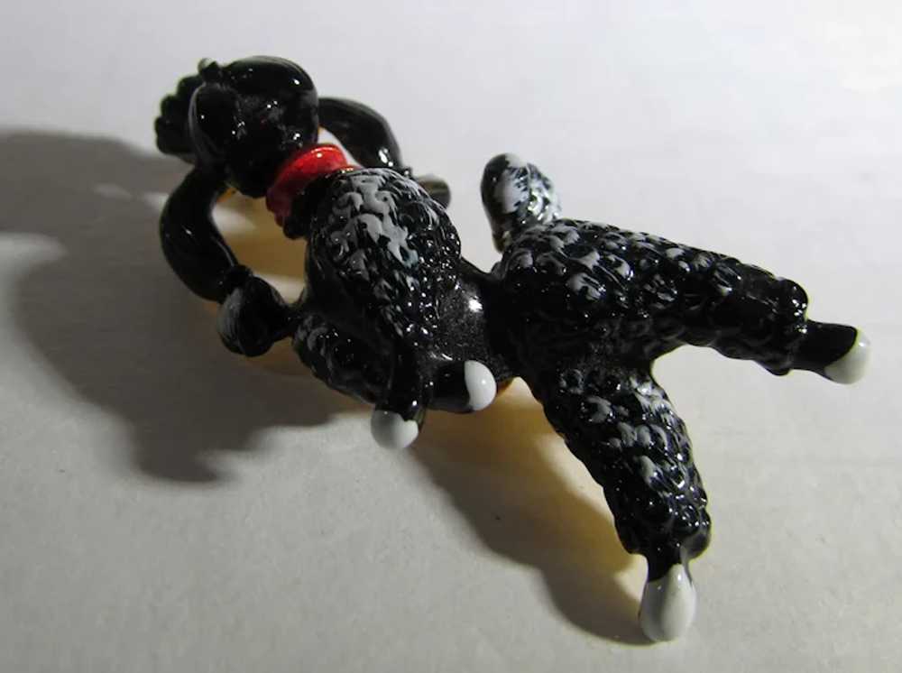 Vintage Black Enamelled Poodle With Red Collar - image 6