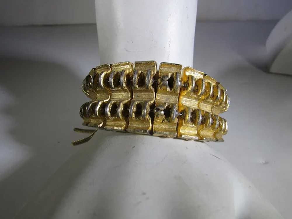 Mid-Century Modern Goldtone Link Bracelet Signed … - image 2