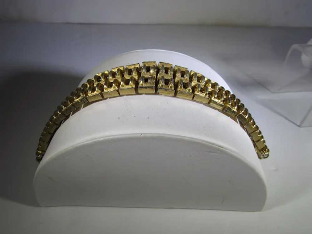 Mid-Century Modern Goldtone Link Bracelet Signed … - image 3