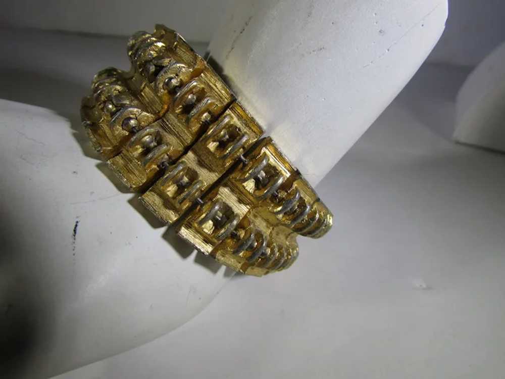 Mid-Century Modern Goldtone Link Bracelet Signed … - image 5