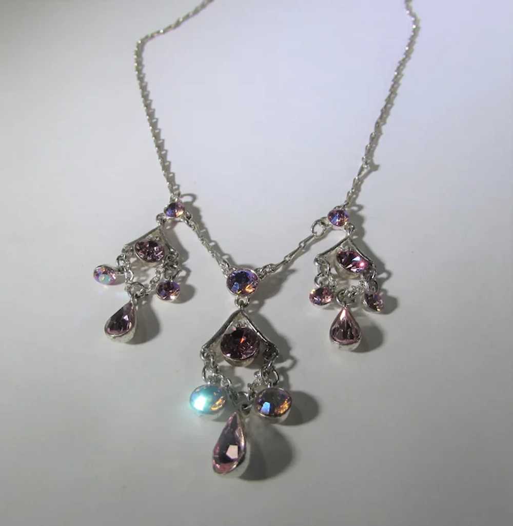 Givenchy Silver Tone Necklace with Pink Aurora Bo… - image 12