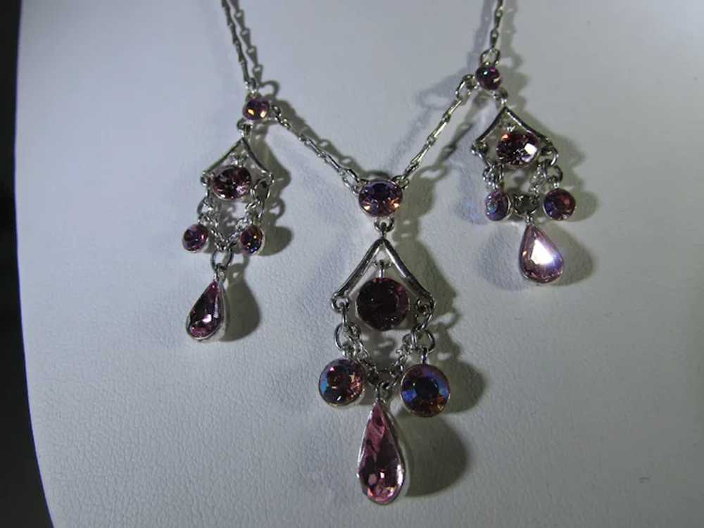 Givenchy Silver Tone Necklace with Pink Aurora Bo… - image 3
