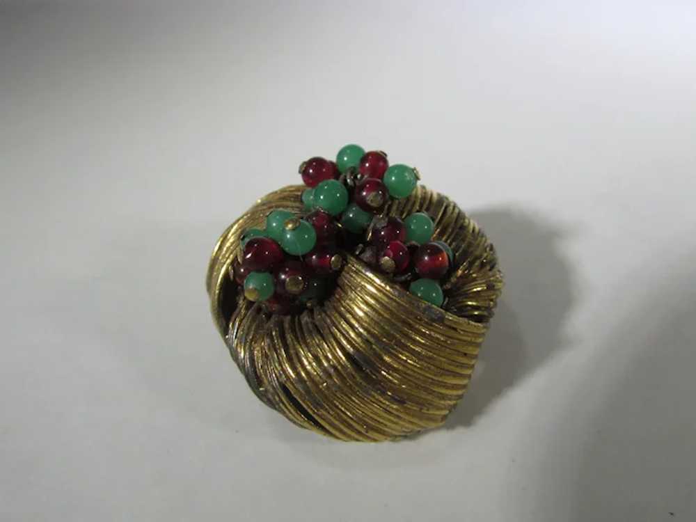 Vintage Benedict NY Goldtone Pin Nest With Faux T… - image 10