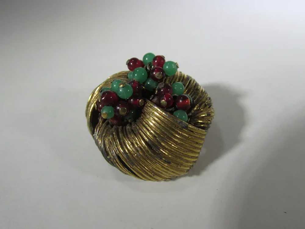 Vintage Benedict NY Goldtone Pin Nest With Faux T… - image 11