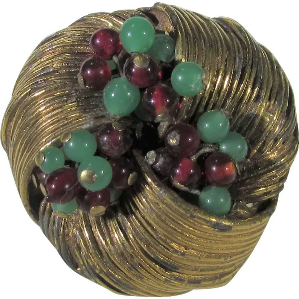 Vintage Benedict NY Goldtone Pin Nest With Faux T… - image 1