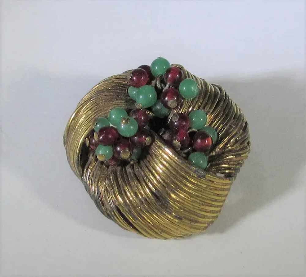 Vintage Benedict NY Goldtone Pin Nest With Faux T… - image 2