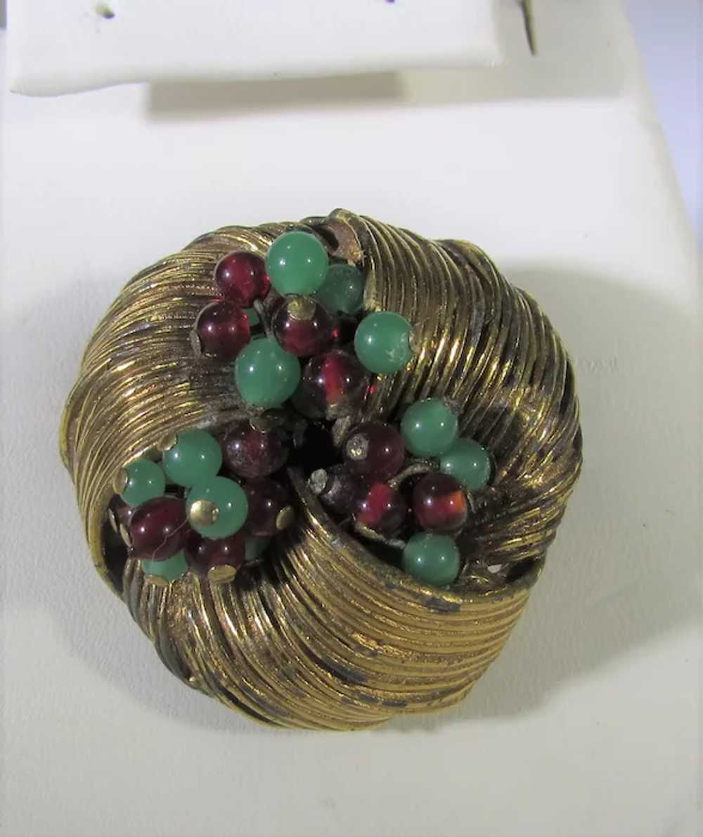 Vintage Benedict NY Goldtone Pin Nest With Faux T… - image 5