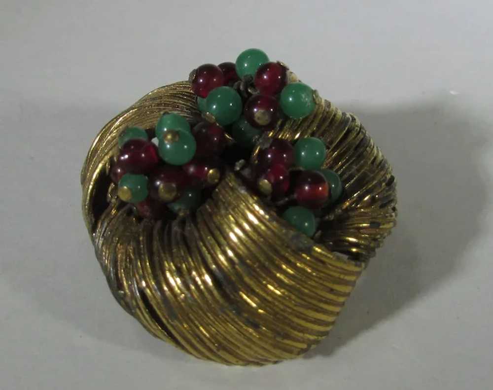 Vintage Benedict NY Goldtone Pin Nest With Faux T… - image 6