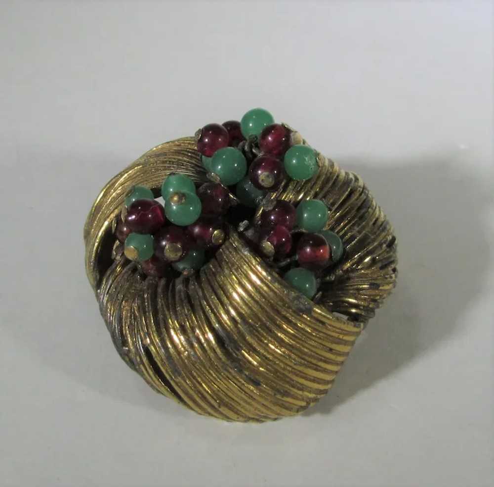 Vintage Benedict NY Goldtone Pin Nest With Faux T… - image 8