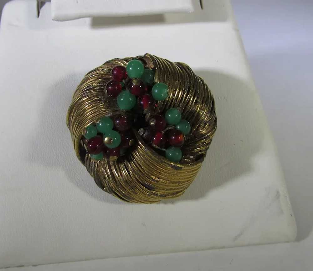 Vintage Benedict NY Goldtone Pin Nest With Faux T… - image 9