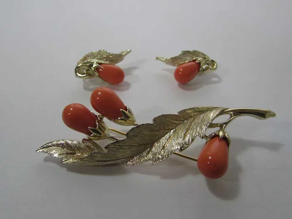 Sarah Coventry Pin and Clip On Earring Set in Gol… - image 3