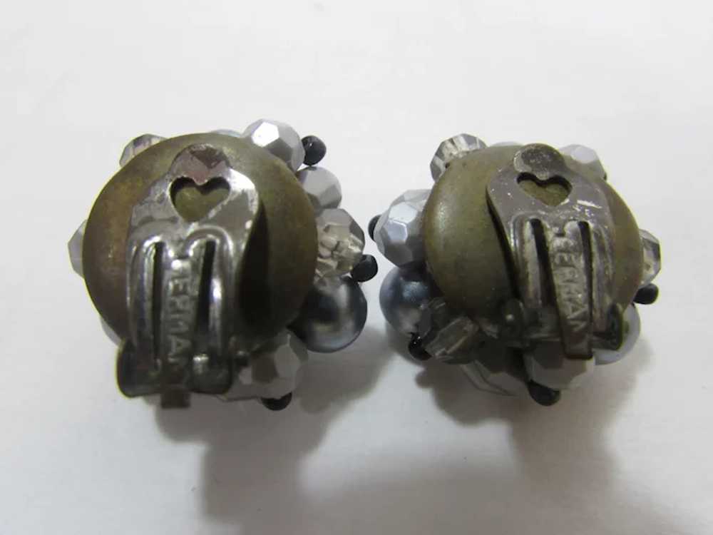 Vintage Clip On Silver Tone Beads Signed Germany - image 10