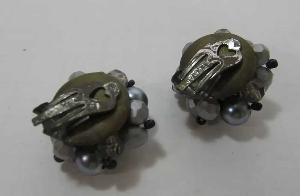 Vintage Clip On Silver Tone Beads Signed Germany - image 5