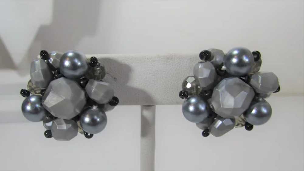 Vintage Clip On Silver Tone Beads Signed Germany - image 6