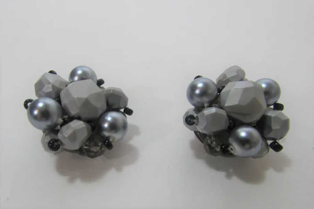 Vintage Clip On Silver Tone Beads Signed Germany - image 7