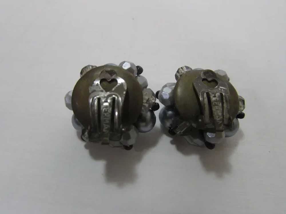 Vintage Clip On Silver Tone Beads Signed Germany - image 8