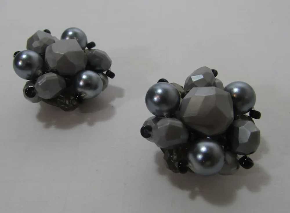 Vintage Clip On Silver Tone Beads Signed Germany - image 9