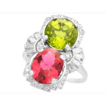 Vintage 3.04Ct Peridot 3.12Ct Pink Tourmaline and… - image 1