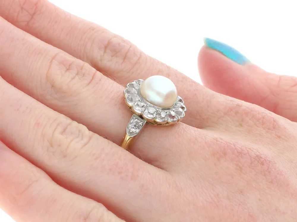 Antique Natural Saltwater Pearl and 1.43ct Diamon… - image 11