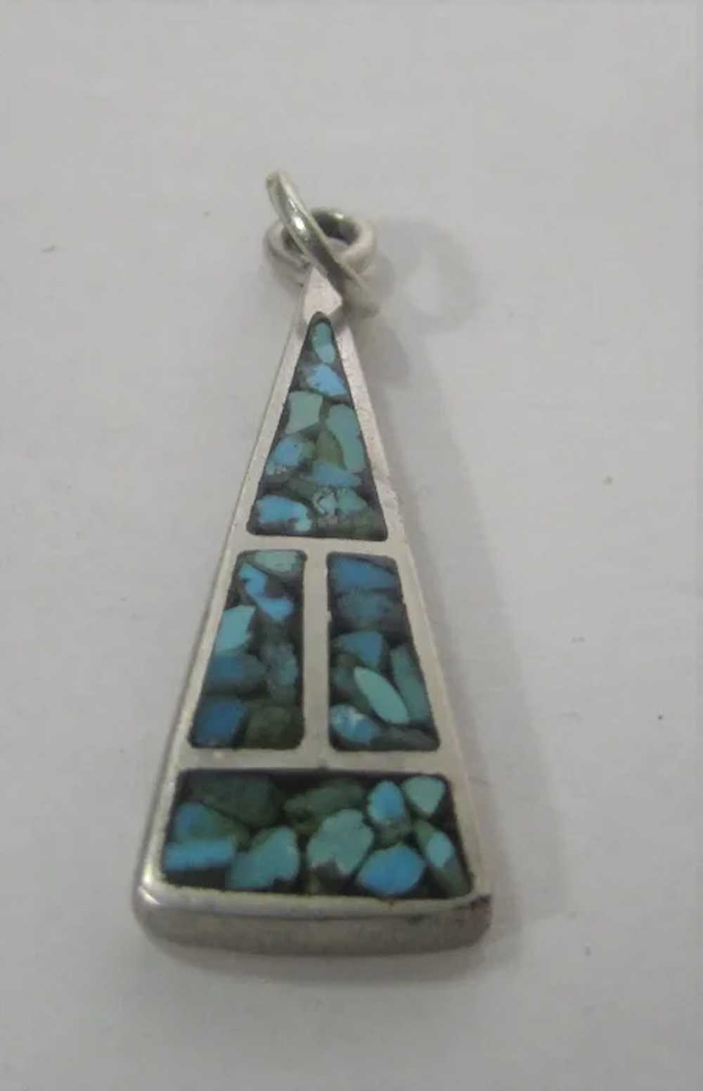 Native American Sterling Silver Pendant With Inla… - image 2