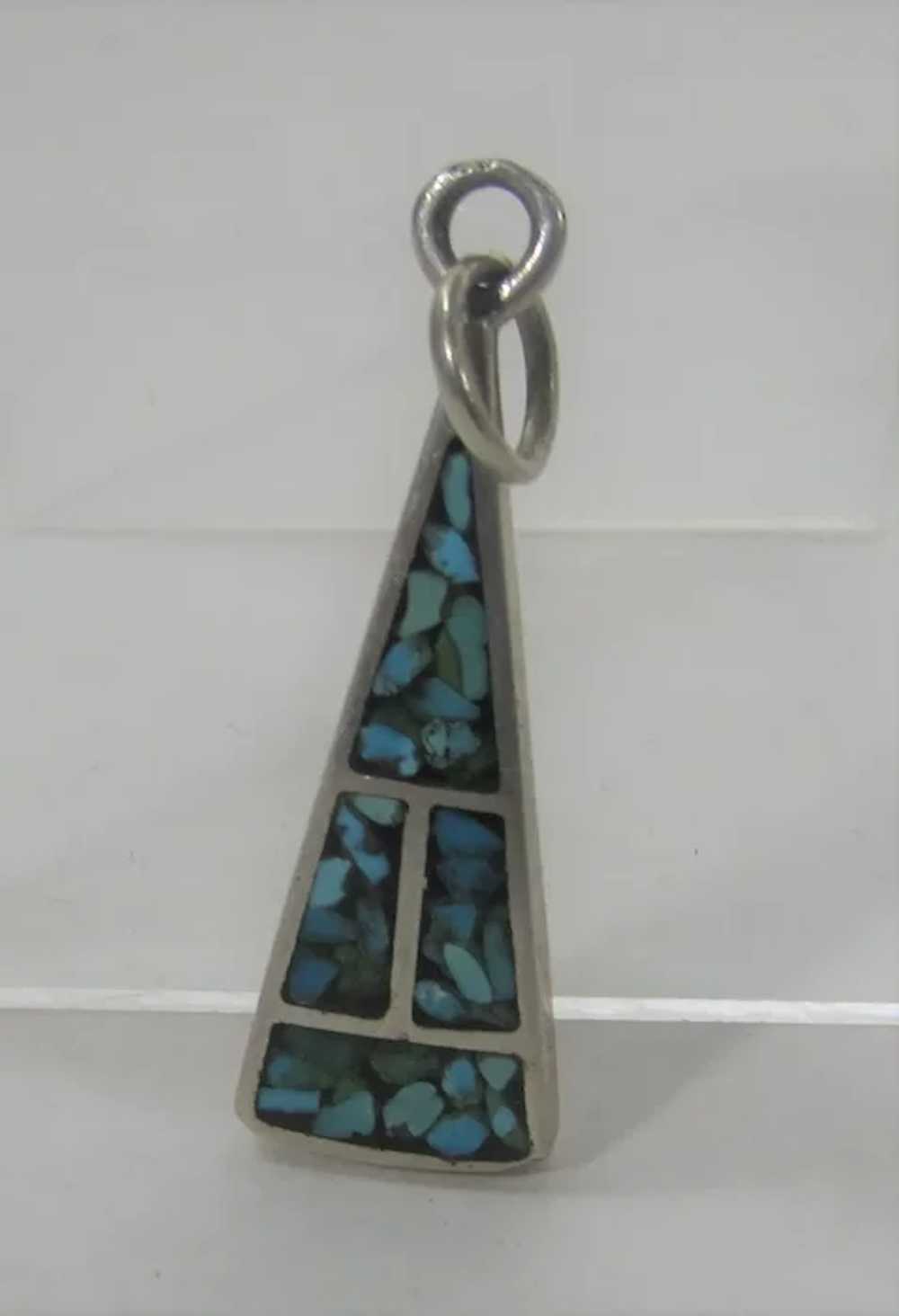 Native American Sterling Silver Pendant With Inla… - image 3