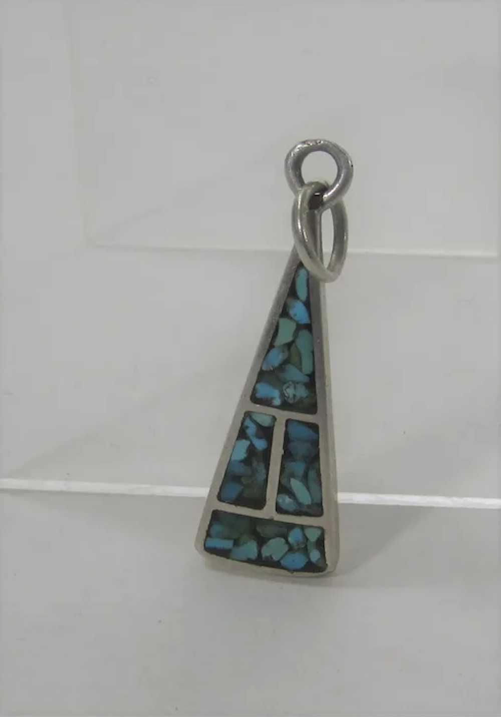 Native American Sterling Silver Pendant With Inla… - image 7