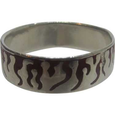 Sterling Silver With Enamel Flame Design Men's Ri… - image 1