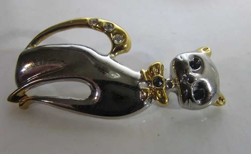 Vintage Cutler Silver Tone Classy Cat With Gold T… - image 10
