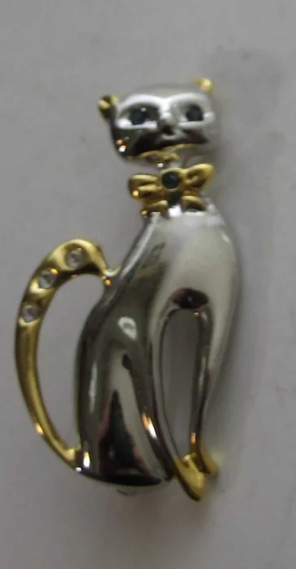 Vintage Cutler Silver Tone Classy Cat With Gold T… - image 5