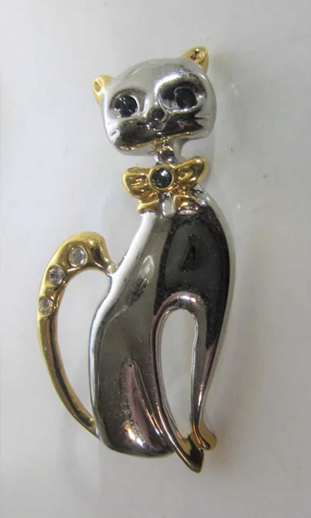 Vintage Cutler Silver Tone Classy Cat With Gold T… - image 7