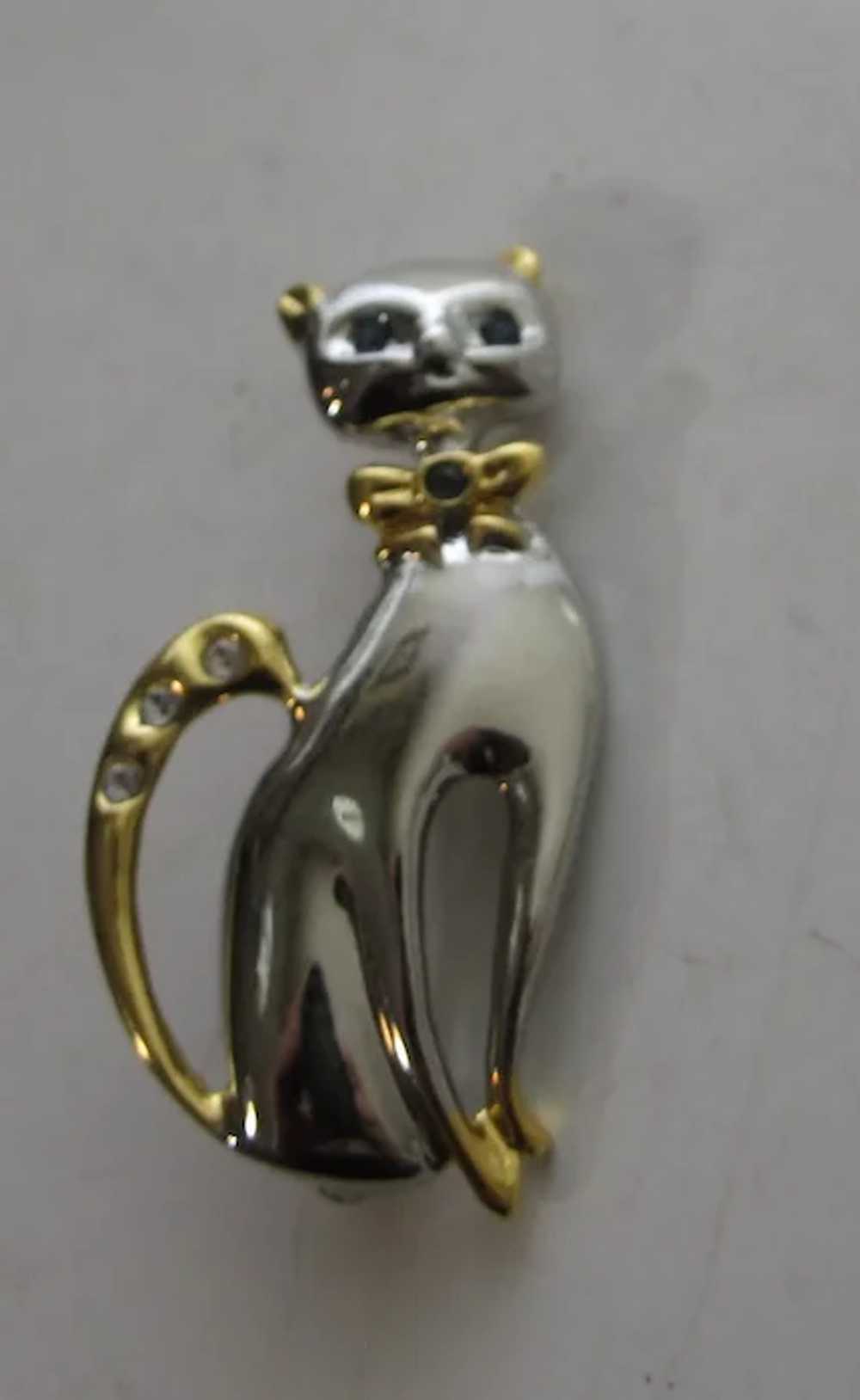 Vintage Cutler Silver Tone Classy Cat With Gold T… - image 9