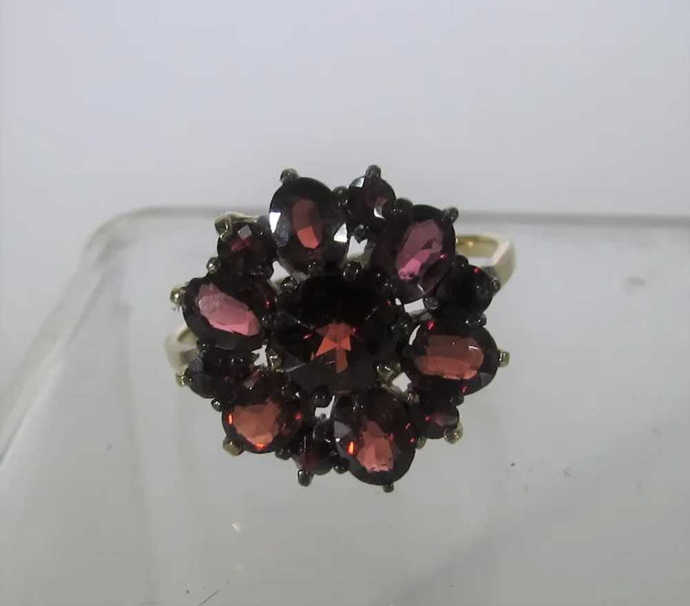 Sterling Siver Bohemian Garnet Ring in Gold Wash - image 2