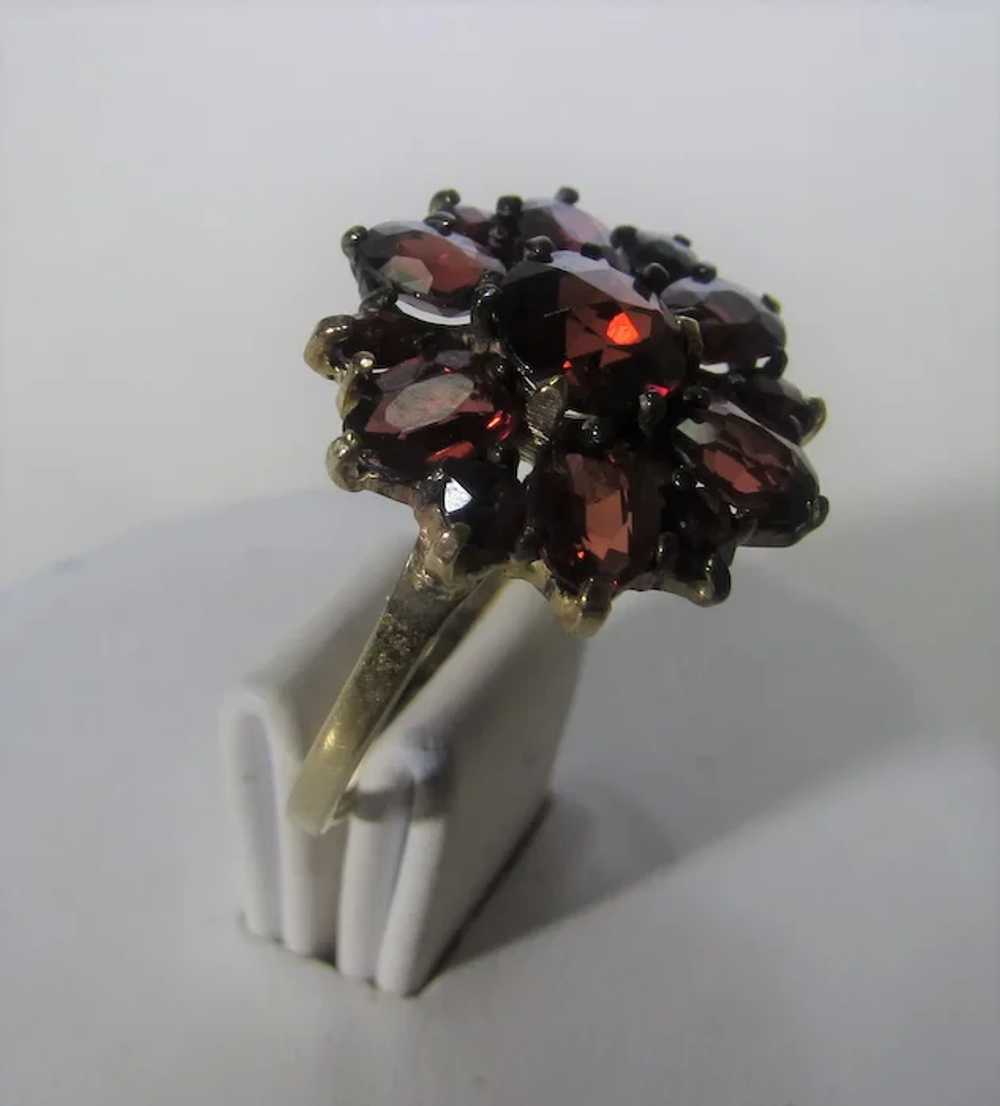 Sterling Siver Bohemian Garnet Ring in Gold Wash - image 4