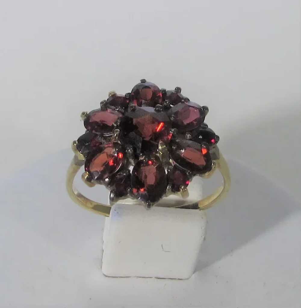 Sterling Siver Bohemian Garnet Ring in Gold Wash - image 5