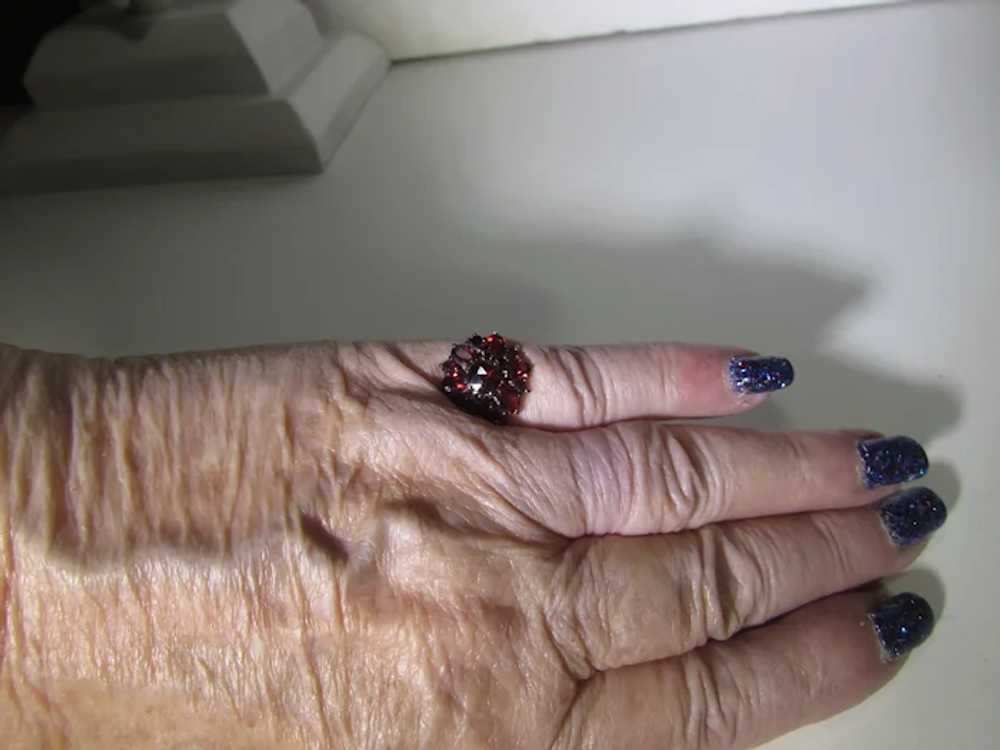 Sterling Siver Bohemian Garnet Ring in Gold Wash - image 6