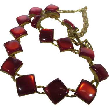 Vintage Red Thermoset Necklace and Two Pair Matchi