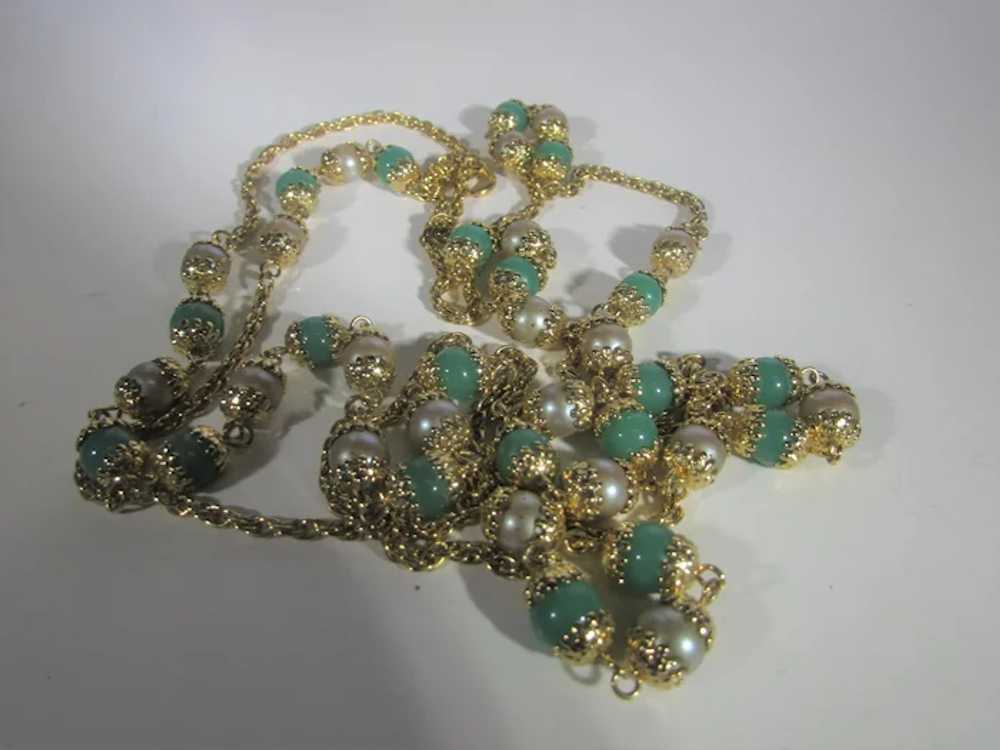 Vintage Matching Necklace and Bracelet in Faux Pe… - image 7