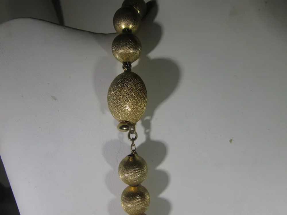 Vintage Monet Brushed Goldtone Bead Necklace - image 10