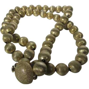 Vintage Monet Brushed Goldtone Bead Necklace - image 1