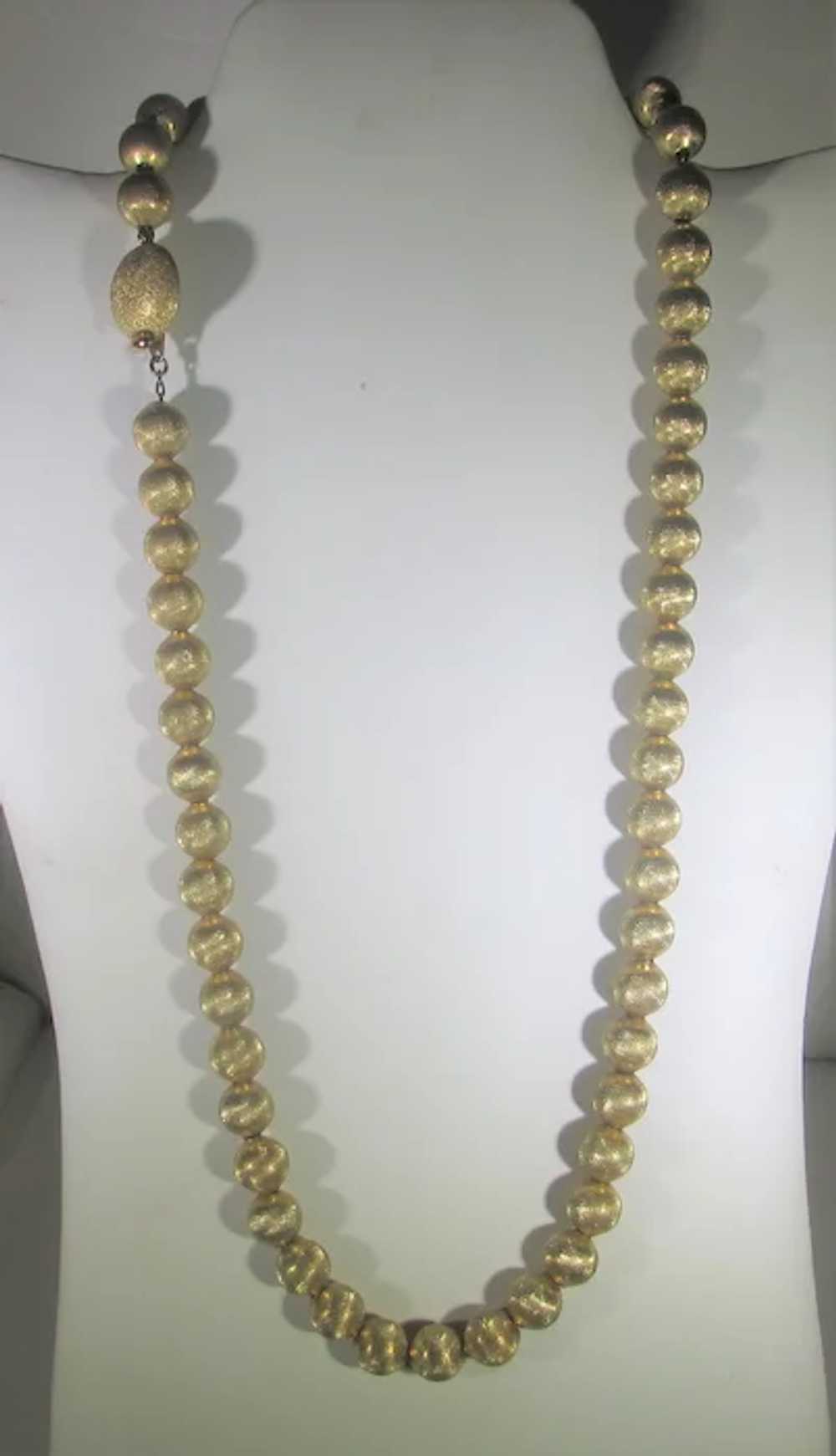 Vintage Monet Brushed Goldtone Bead Necklace - image 2